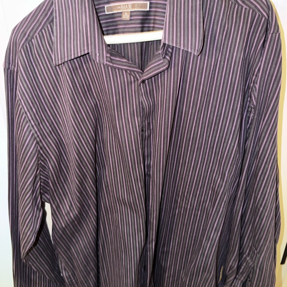 To the Max Men's Black and Purple Striped Shirt